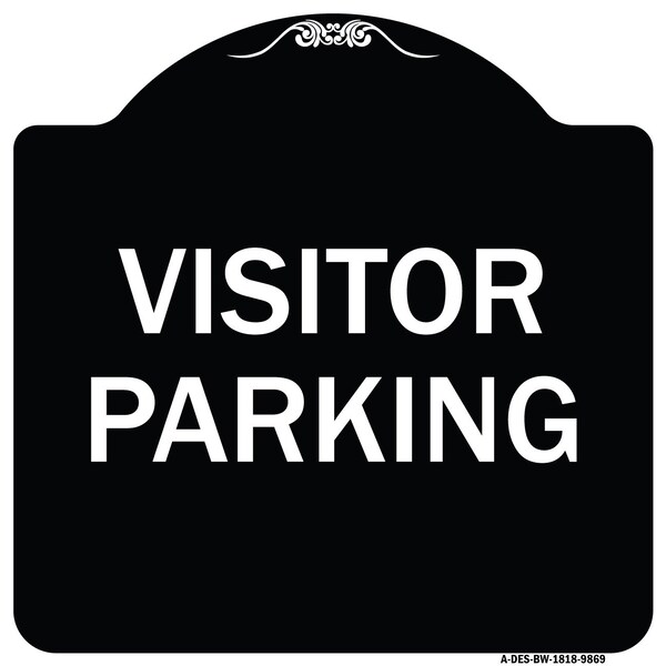Designer Series Sign-Visitor Parking, Black & White Heavy-Gauge Aluminum, 18" x 18", BW-1818-9869